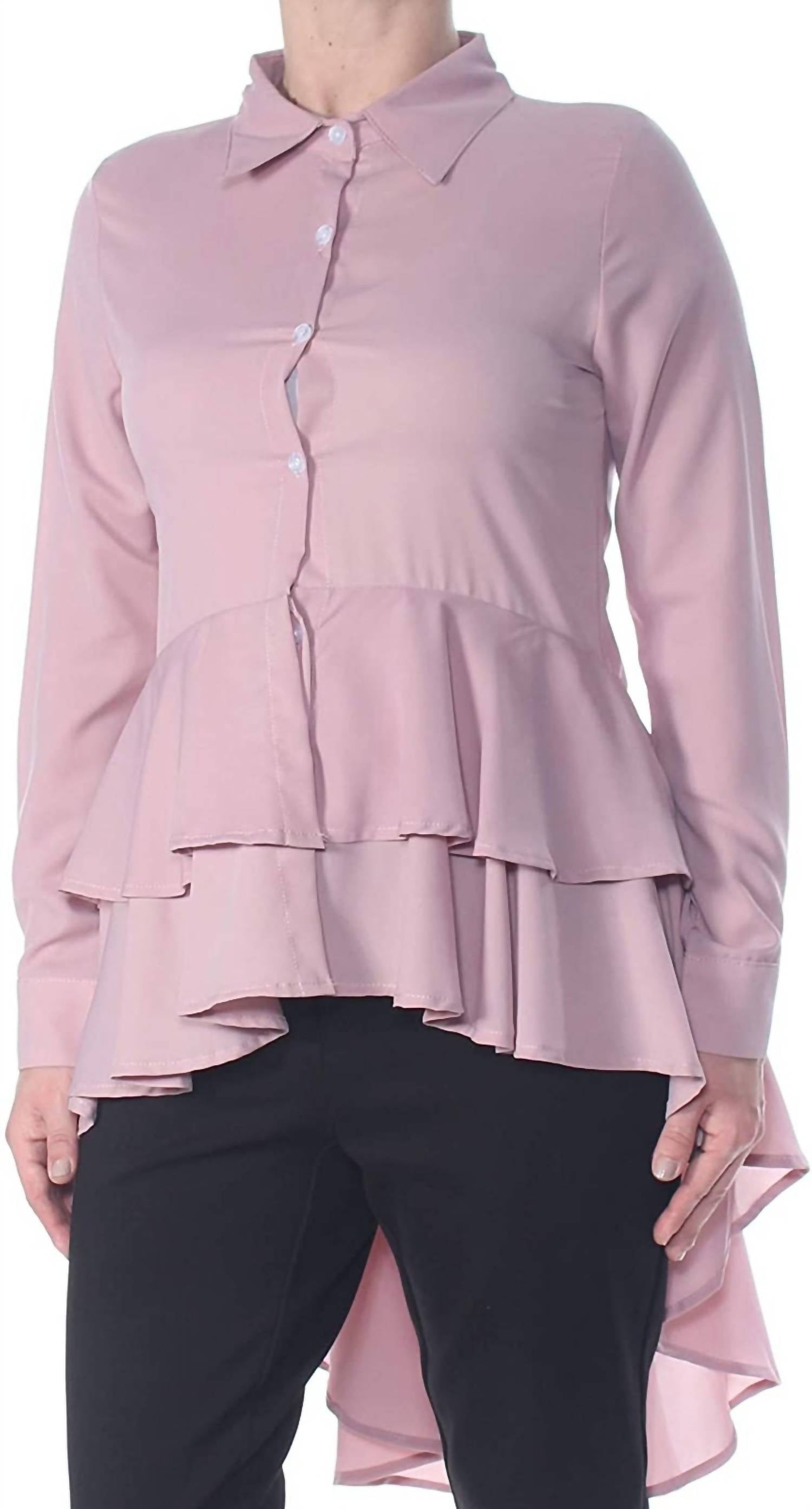 Verona Collection - Ruffled Cuffed Collared Top