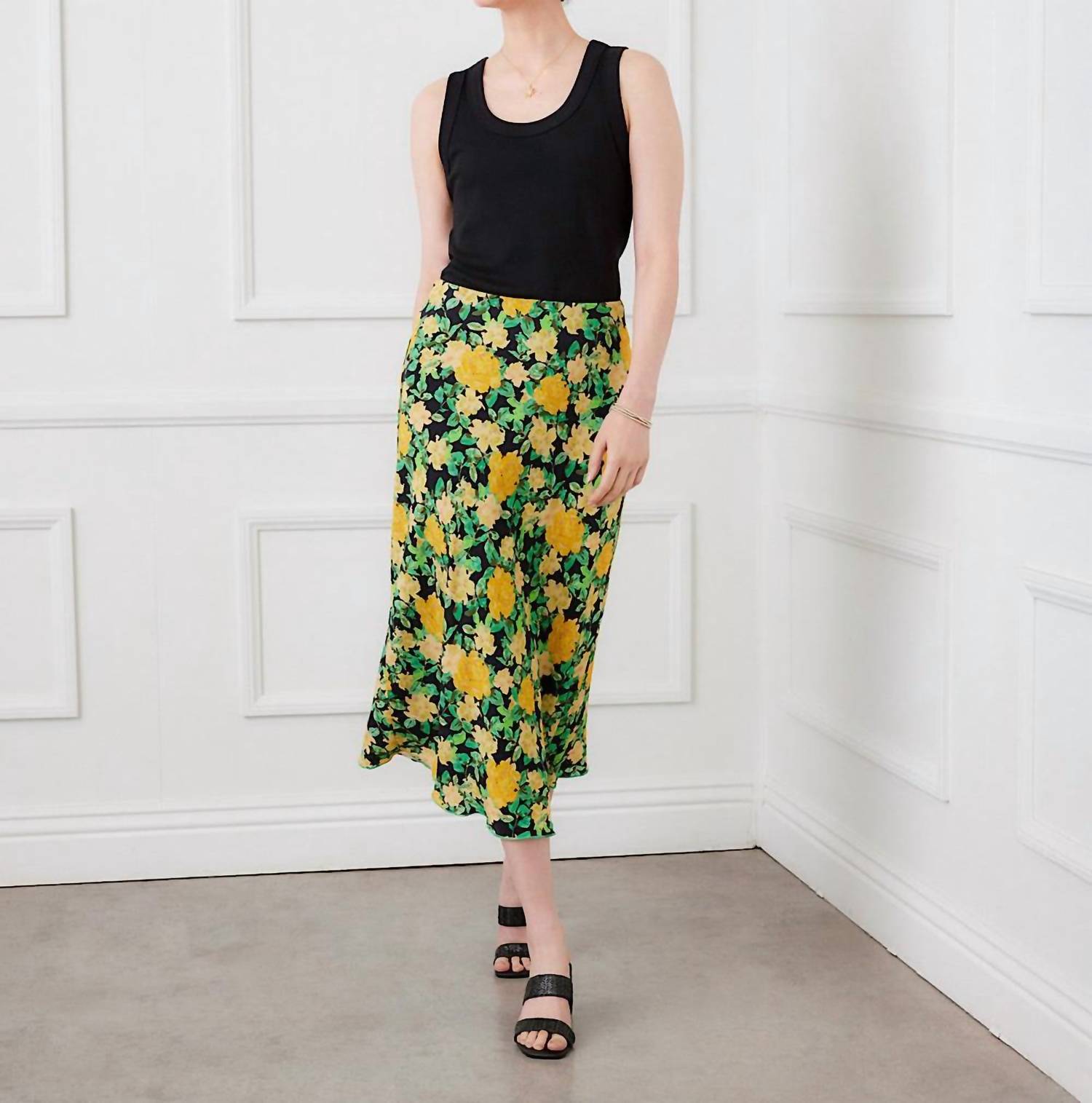 Karen Kane Bias Cut Midi Skirt in floral print - women's skirt - alternate view