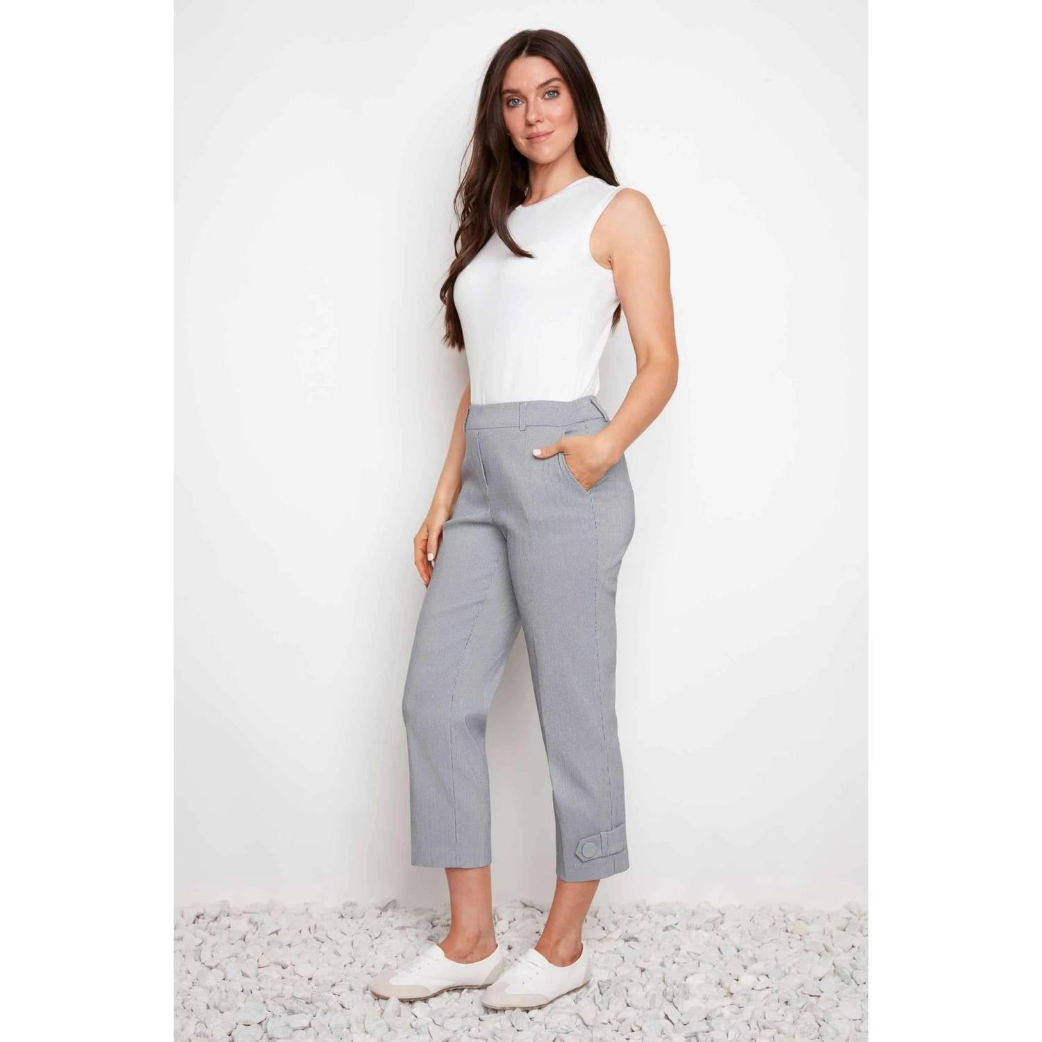 Up! - Techno Button-tab Cropped Pants