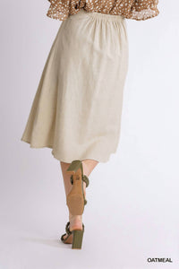 Umgee - Linen Blend Midi Wrap Skirt with Buttons