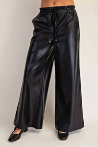 Ee:Some - Pleather Tie Waist Pants