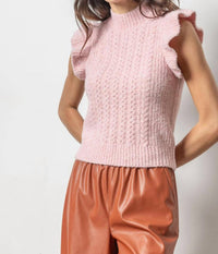 Lilla P - Flutter Sleeve Mock Neck Sweater