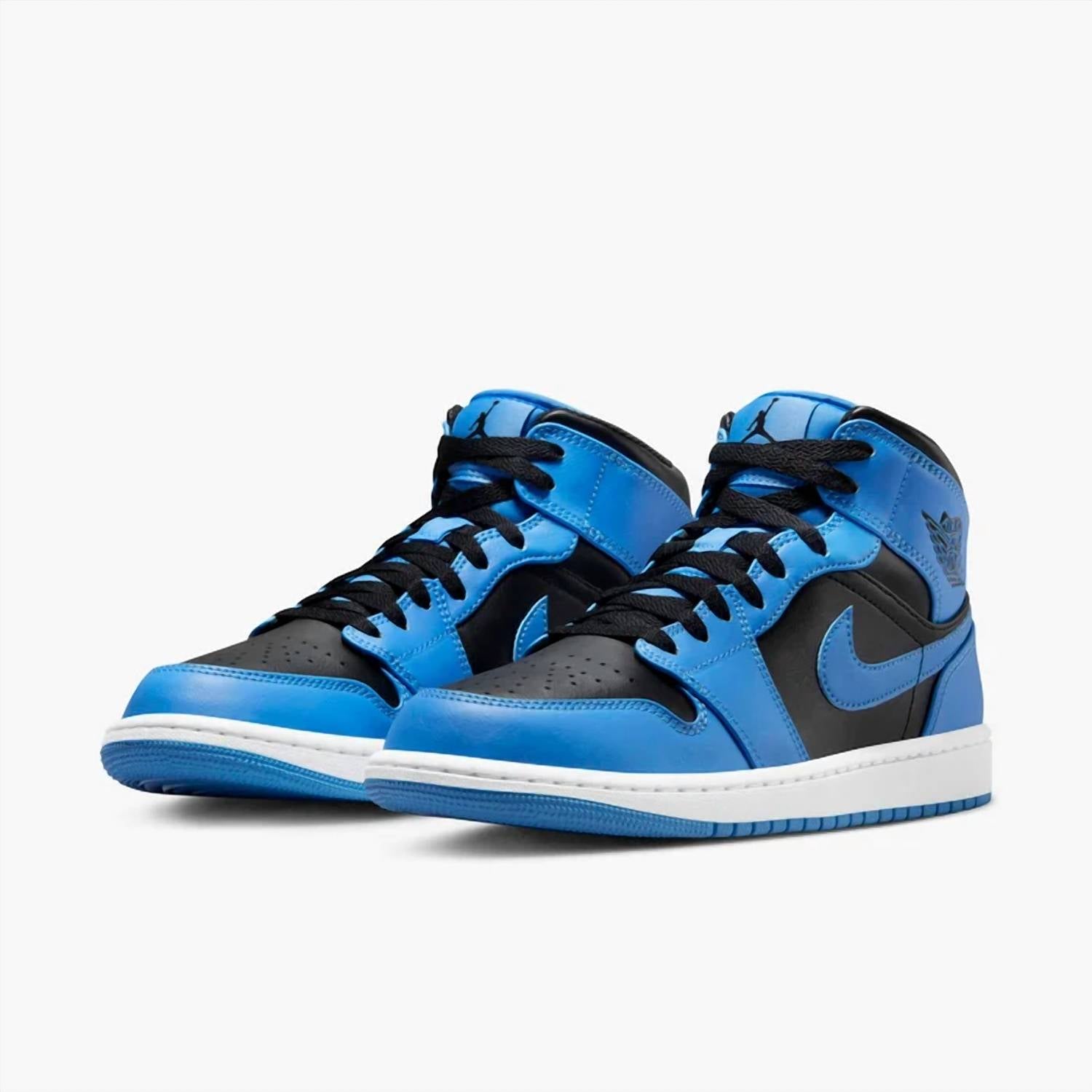 Air Jordan Men's 1 Mid Shoes in black blue - men's sneaker - detail view