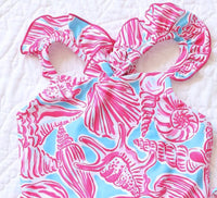 Charlies Project - Girl's Seashells By The Seashore Ruffle Two Piece Tankini Swimsuit