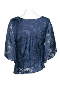 Alex Evenings - Women's Boat Neck Multi Print Asymmetrical Chiffon Top