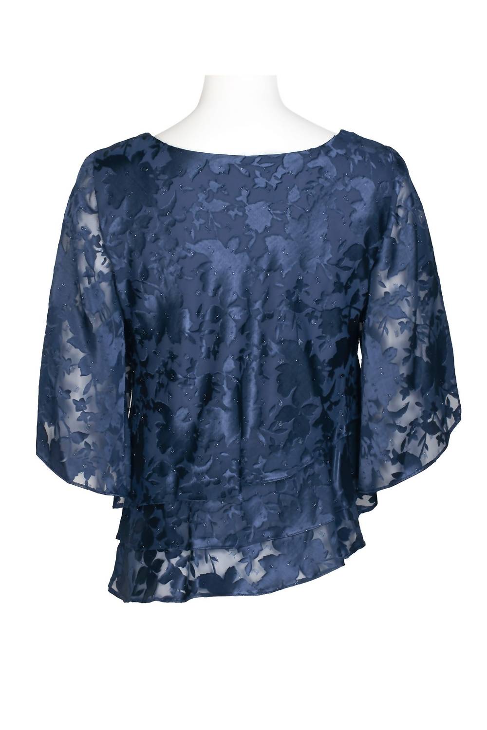 Alex Evenings - Women's Boat Neck Multi Print Asymmetrical Chiffon Top