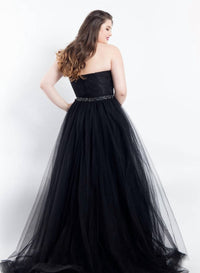 Rachel Allan - Strapless Lace Floral Prom Dress With Overskirt