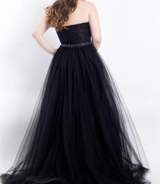 Rachel Allan - Strapless Lace Floral Prom Dress With Overskirt
