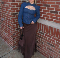Olivaceous - Camille Denim Cutout Top