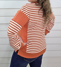 STACCATO Striped French Terry Pullover in tangerine cream - women's sweater - view 5