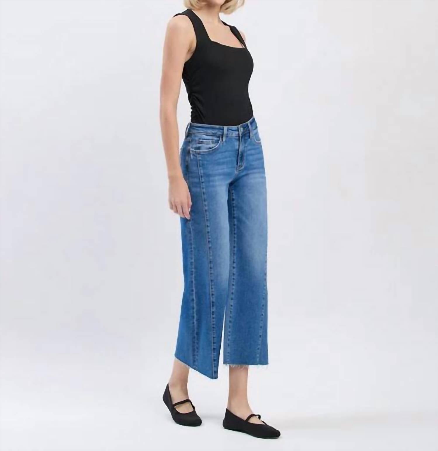 Vervet By Flying Monkey - High Rise Raw Hem Twist Wide Jeans
