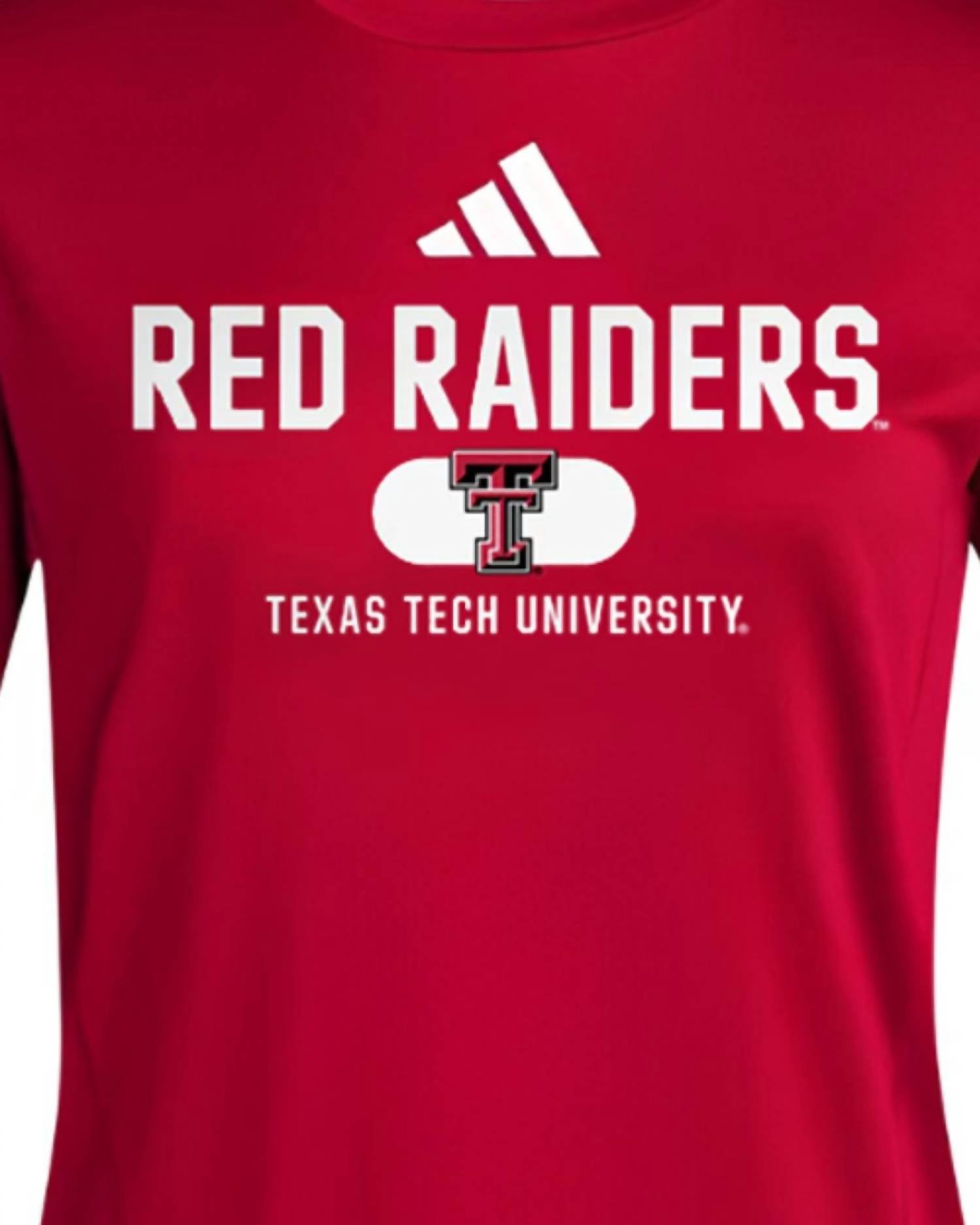 adidas Women's Texas Tech Designed To Train Tee in red - women's t-shirt - detail view