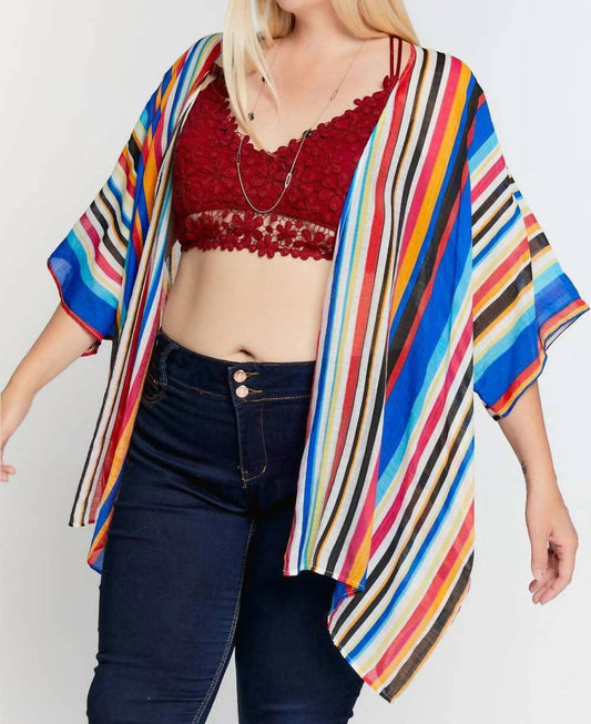 Vivid Stripe Plus Kimono