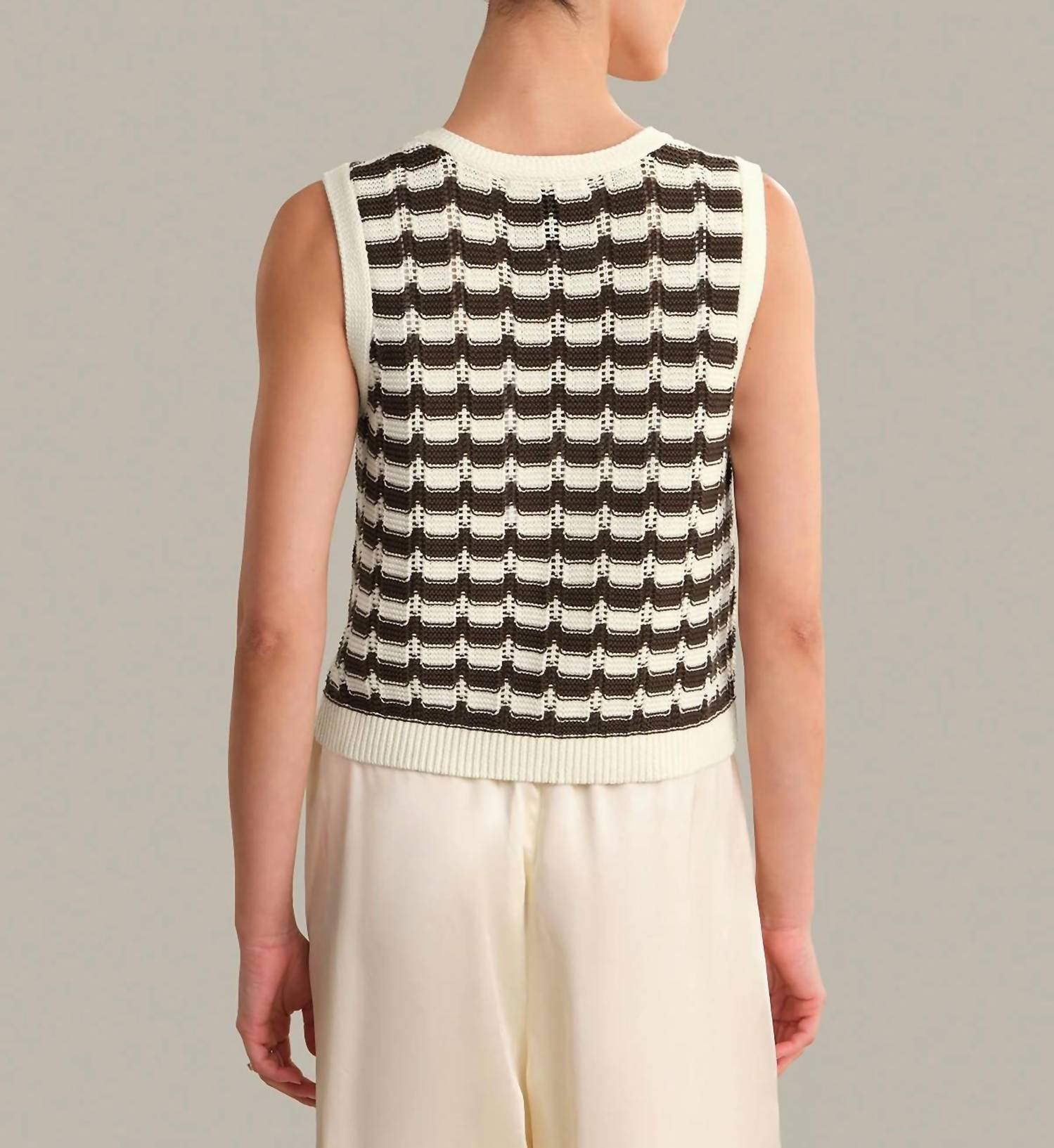 525 America - Isla Striped Button Front Vest