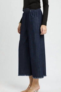 Umgee - Washed Pants with Fringe Hem