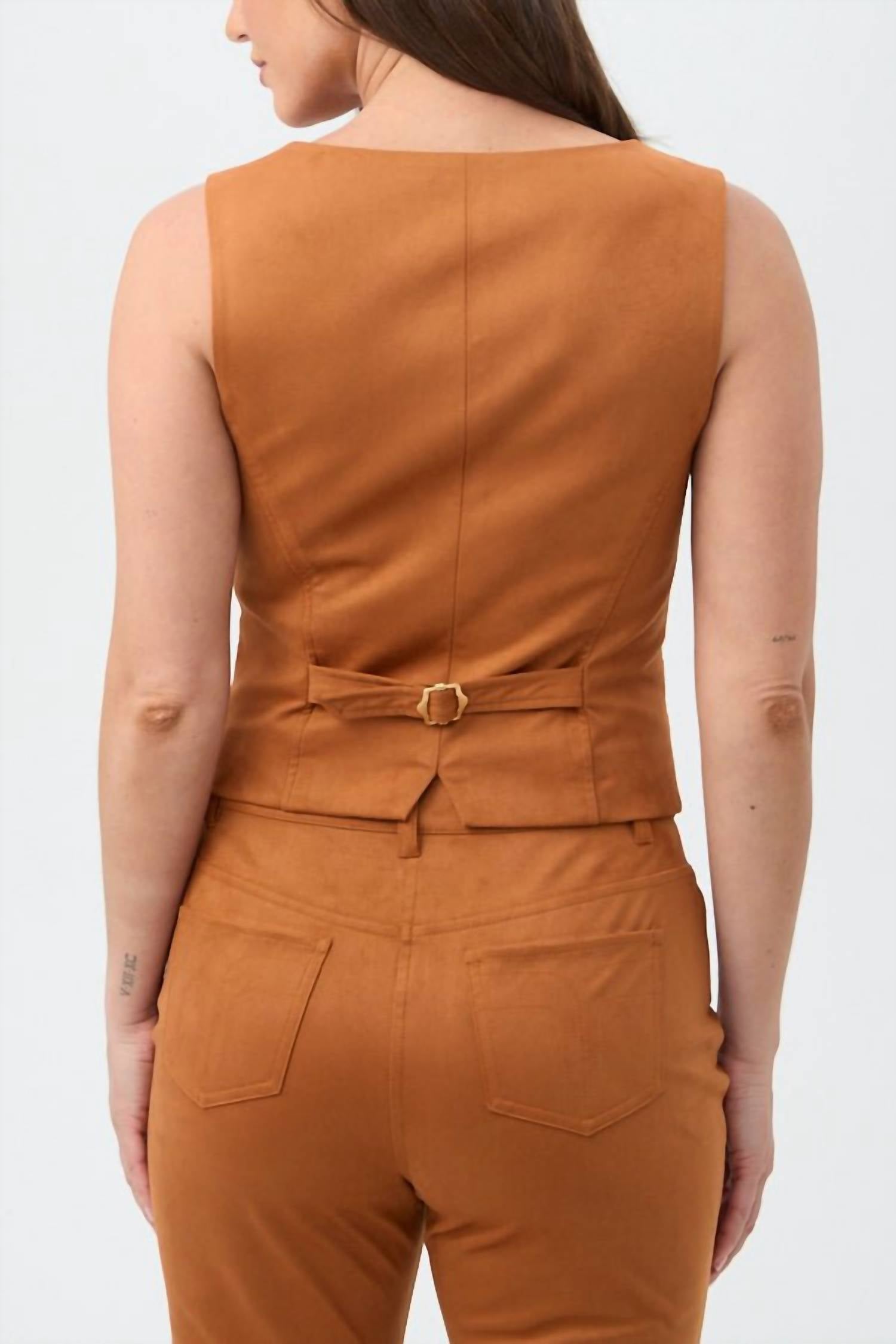 Trina Turk Kofi 2 Suede Vest in amber - women's jacket - alternate view