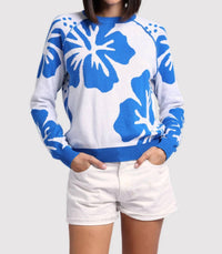 Minnie Rose - Cotton Cashmere Hibiscus Reversible Crew Top
