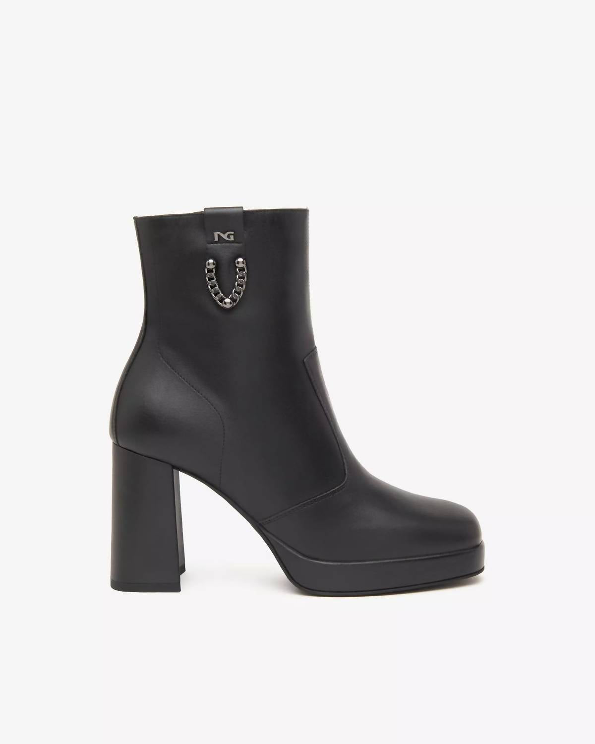 NeroGiardini Women's Chain Platform Ankle Boot Shoe in guanto nero - women's shoe - detail view