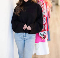 Jade By Jane - Mock Neck Wide Sleeve Top