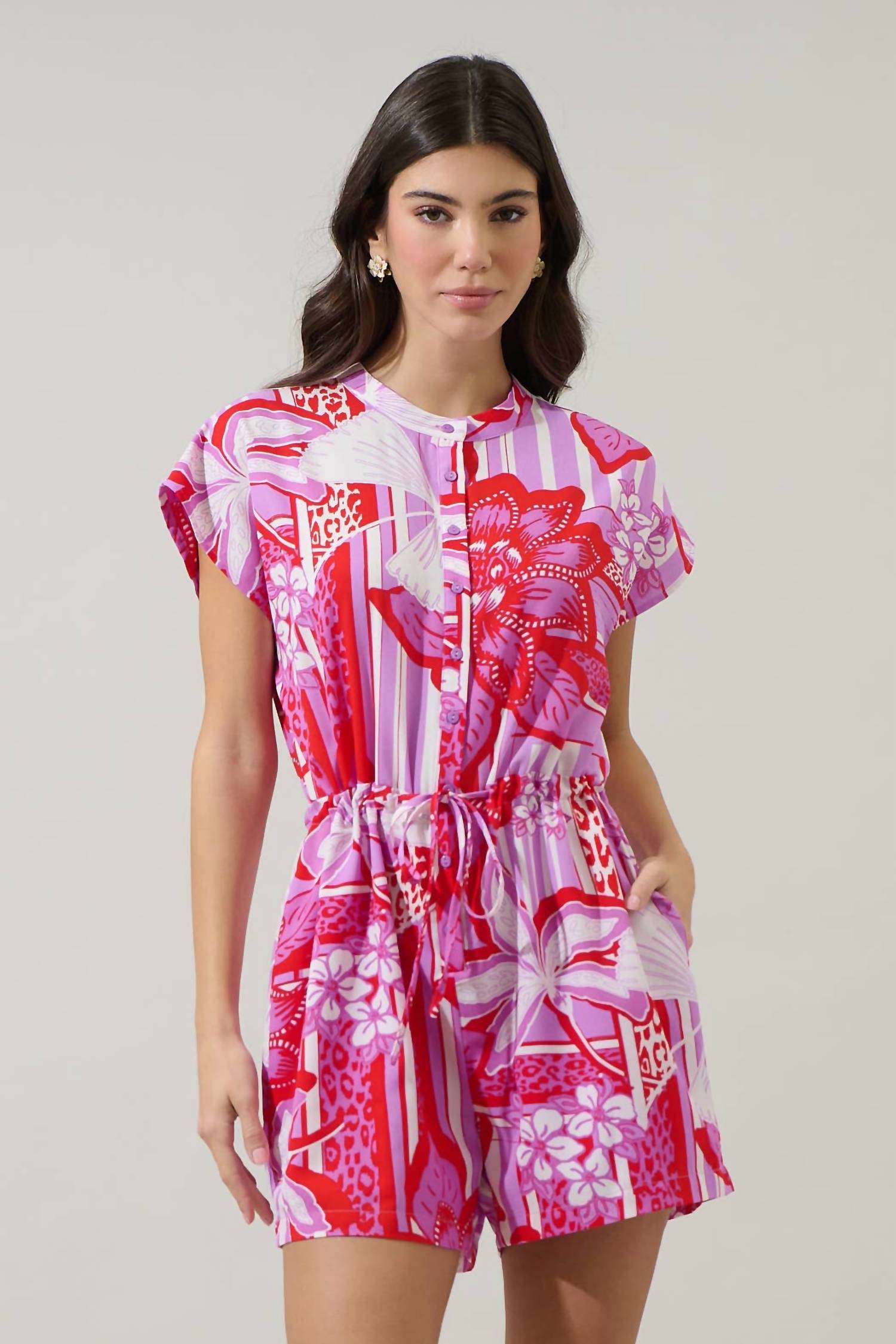 Sugarlips - Barba Tropical Petrie Button Up Romper