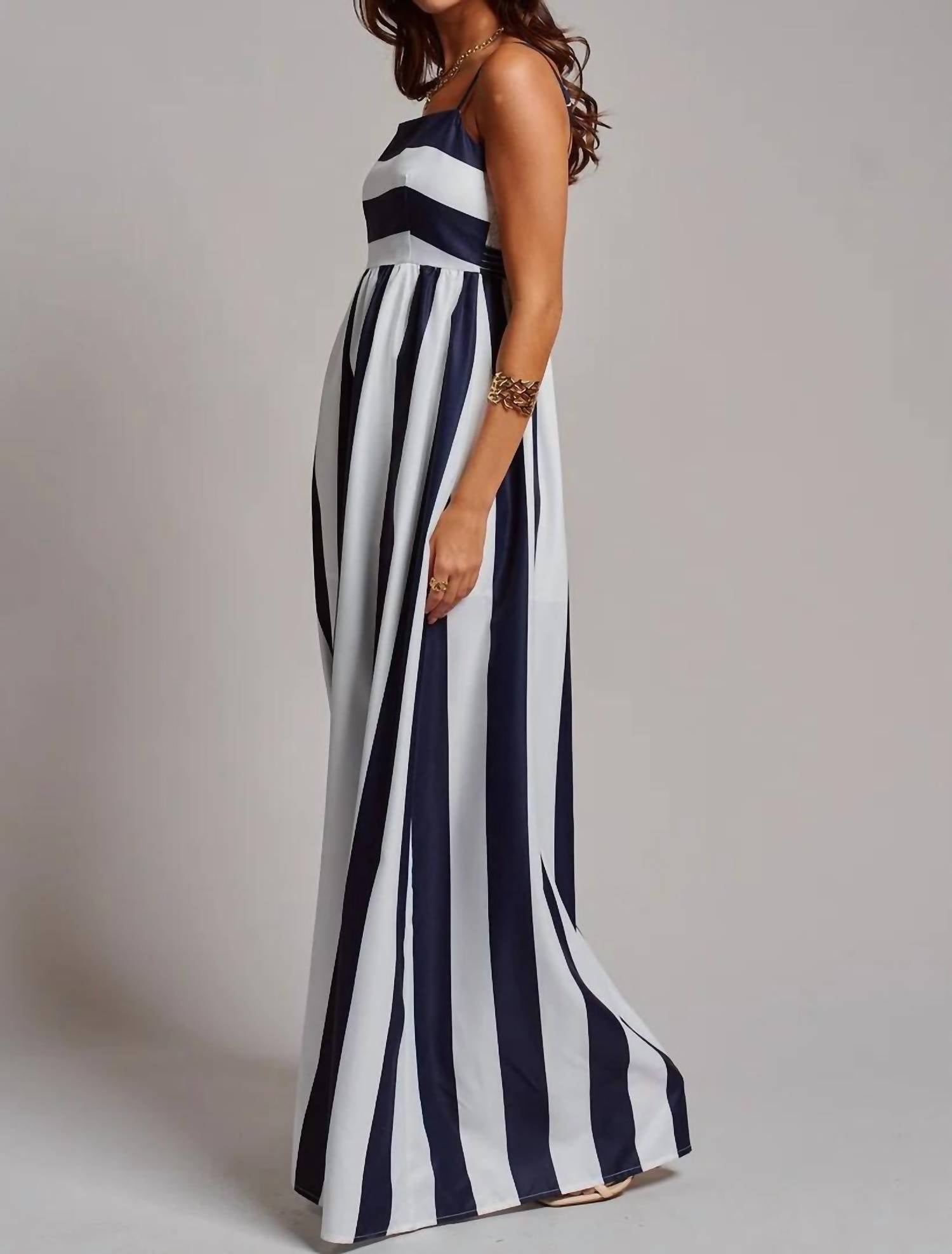 Urban Daizy - Vertical Stripe Smocked Back Maxi Dress