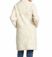 Apny - Neutral Tone On Tone Print Cozy Long Cardigan Coat