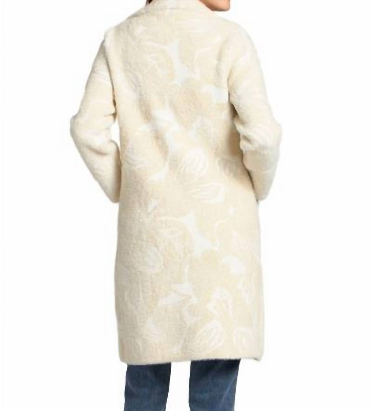 Apny - Neutral Tone On Tone Print Cozy Long Cardigan Coat
