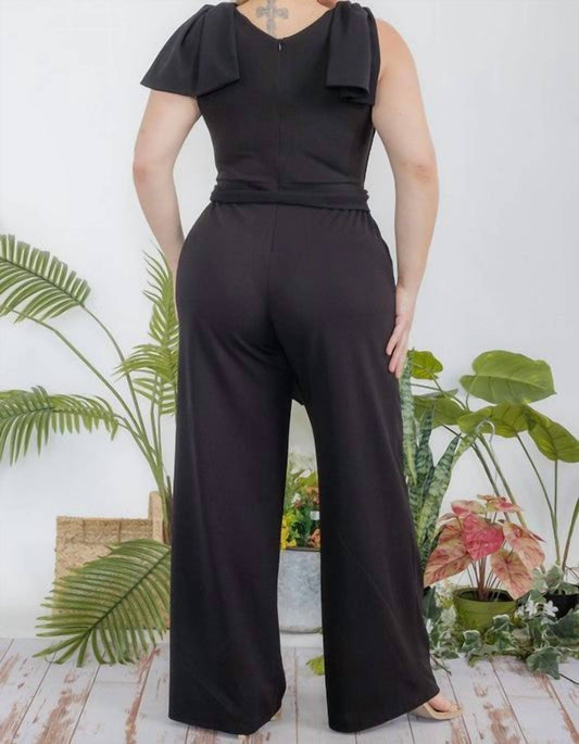 Karen T Design - Sleeveless Bow Shoulders Jumpsuit
