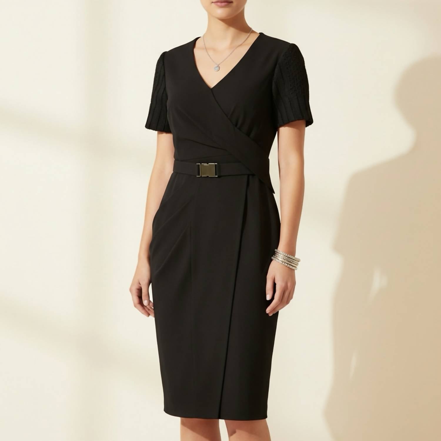 Nue By Shani - Built In Shapewear Faux Wrap Dress
