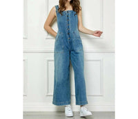 Veveret - Women's Kelly Denim Multi Button Fatigue Overall
