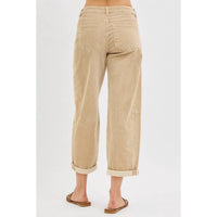 Risen - High Rise Crop Barrel Corduroy Pants