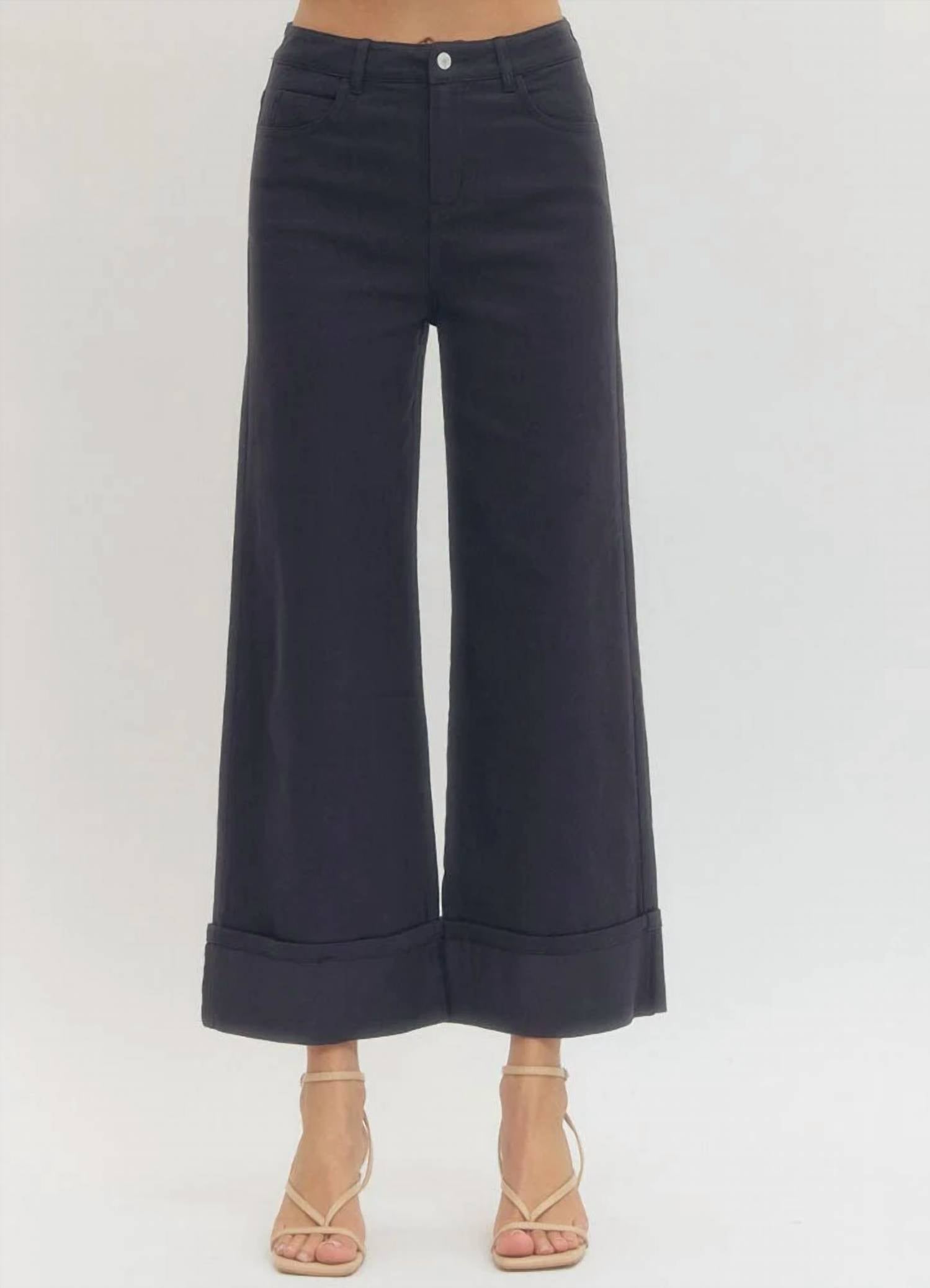 Entro - Solid Mid-rise Ankle Length Pants