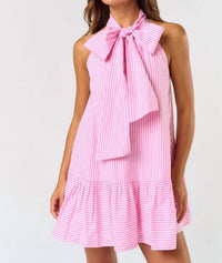 Lalavon - Front Bow Sleeveless Mini Dress