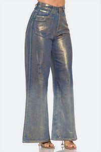 Banjul - Metallic Shiny Wide Leg Jean