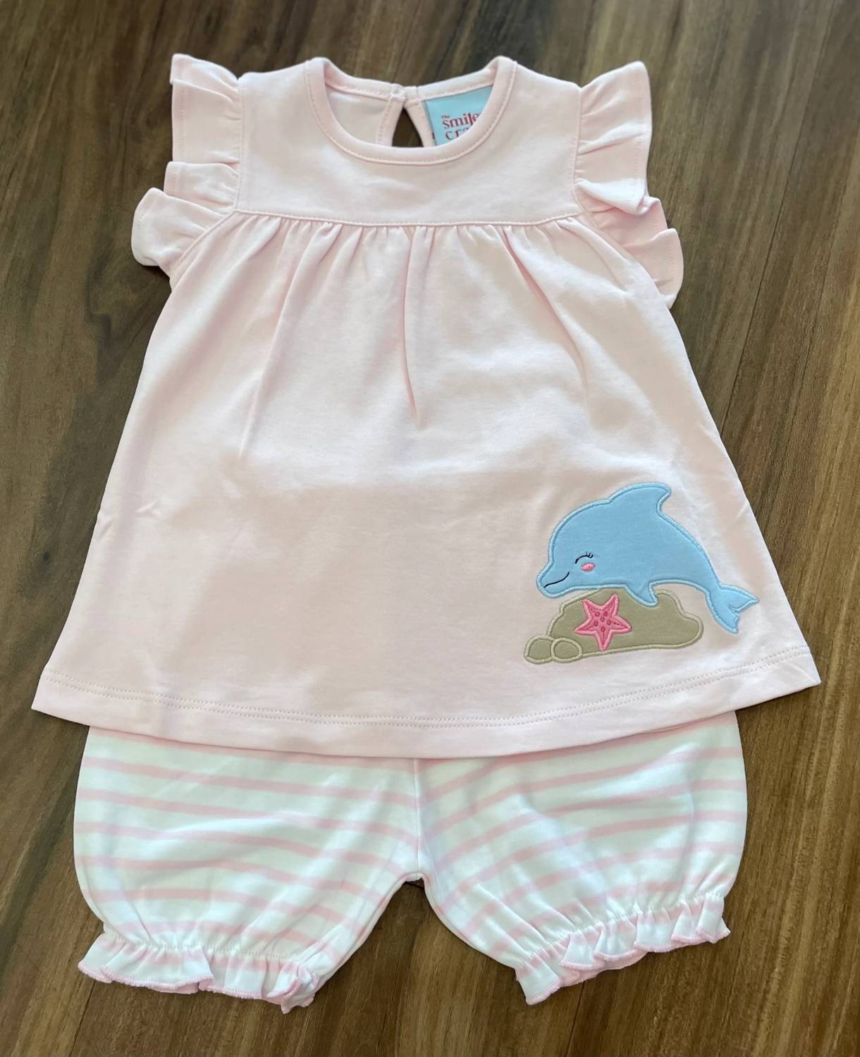 The Smiley Crab - Kid's Dolphin Applique Bloomer Set