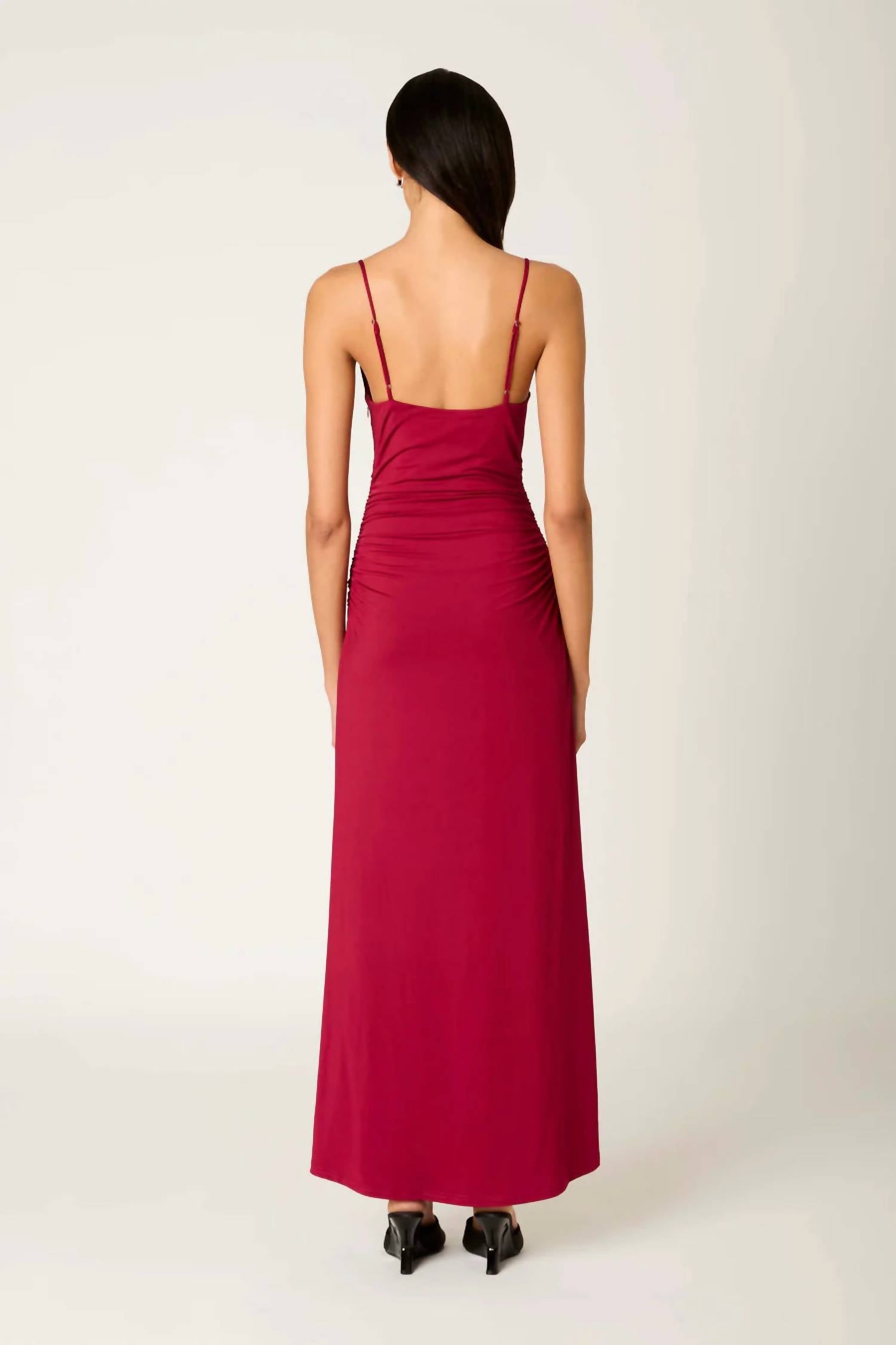 NIA Ina Maxi Dress in cranberry - women's dress - detail view
