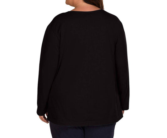 On The Plus Side - Jersey Long Sleeve U-Neck Tee - Plus