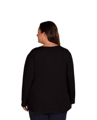 On The Plus Side - Jersey Long Sleeve U-Neck Tee - Plus