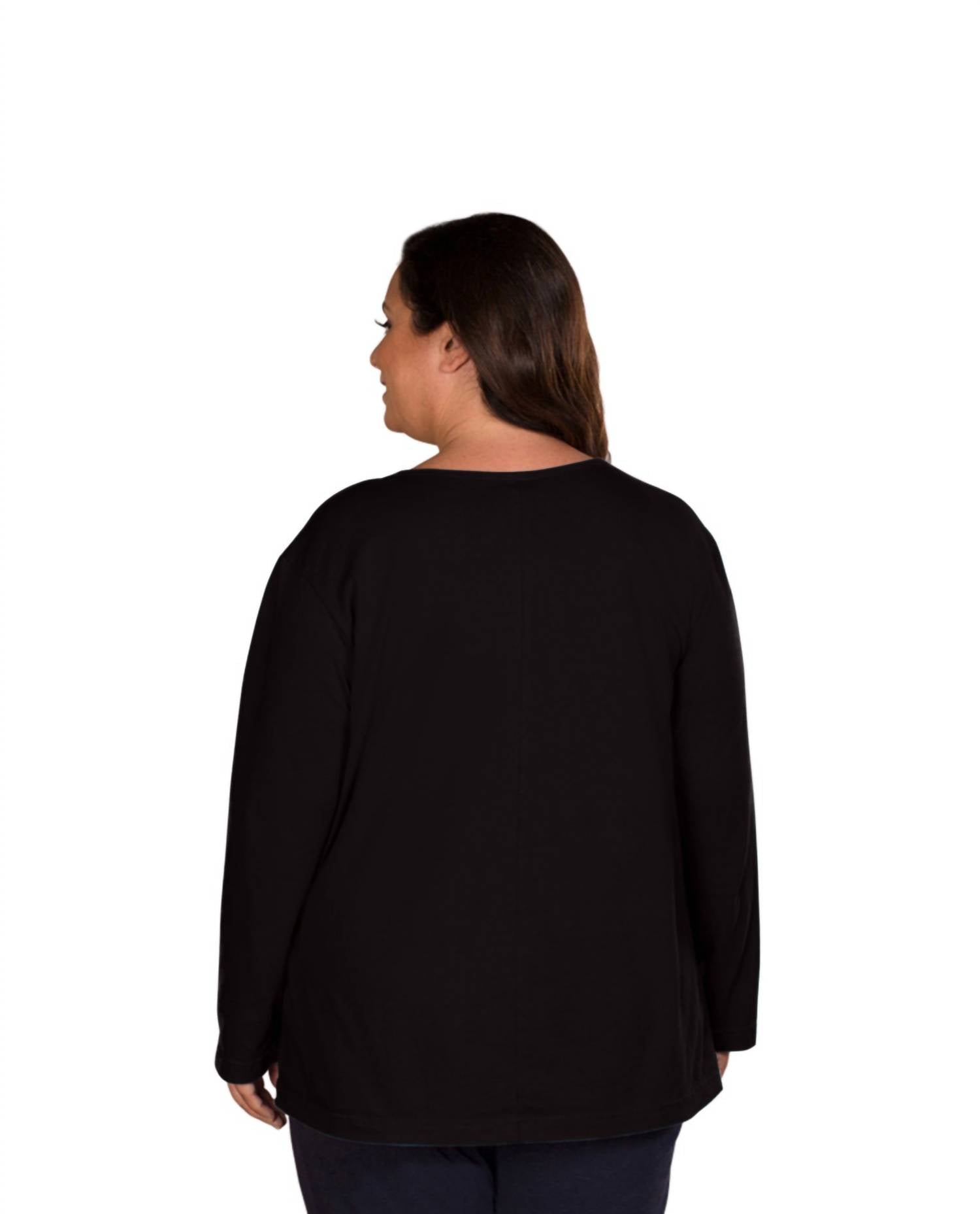 On The Plus Side - Jersey Long Sleeve U-Neck Tee - Plus