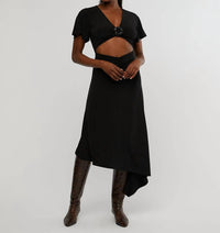 We Wore What - Cut Out Rosette Asymmetrical Dress