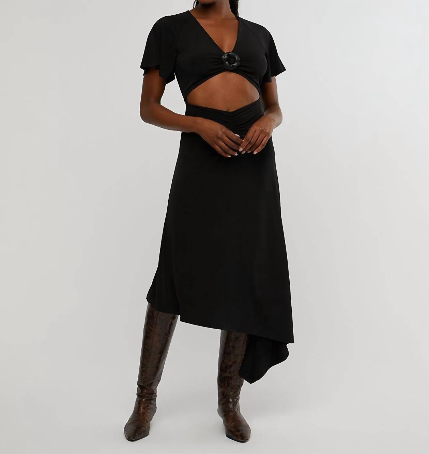 We Wore What - Cut Out Rosette Asymmetrical Dress