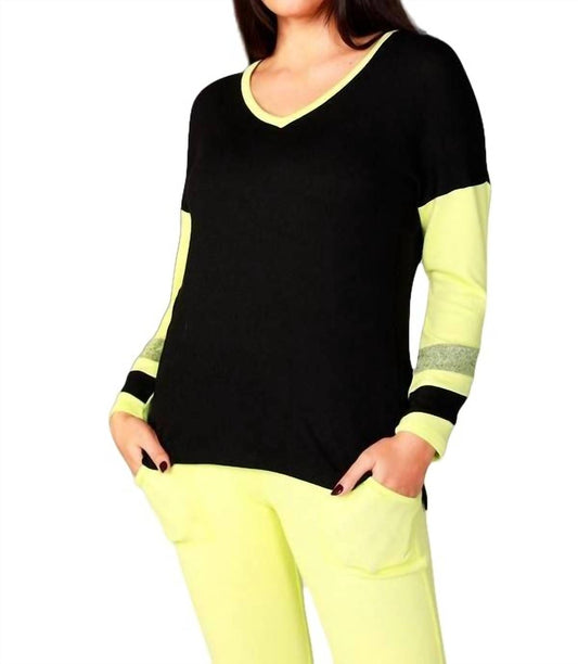 Color Block V-Neck with Stripe