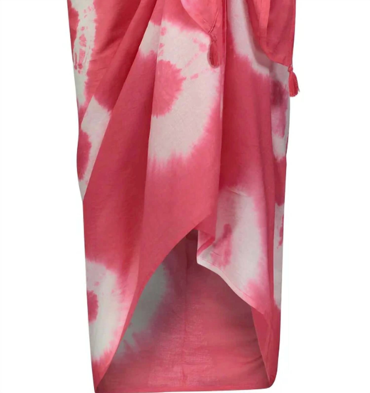 mer st. barth Women's Cotton Saline Pareo Wrap Sarong in hibiscus tie dye - women's swimwear - alternate view