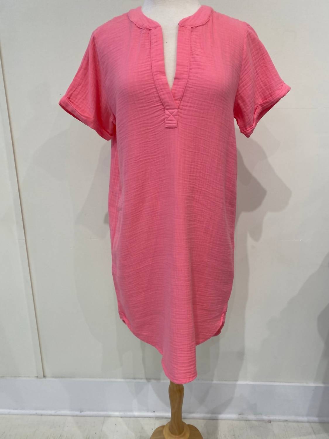 Women's Short Sleeve Split Neck Short Dress