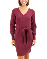 Grace And Lace - Faux Wrap Sweater Dress