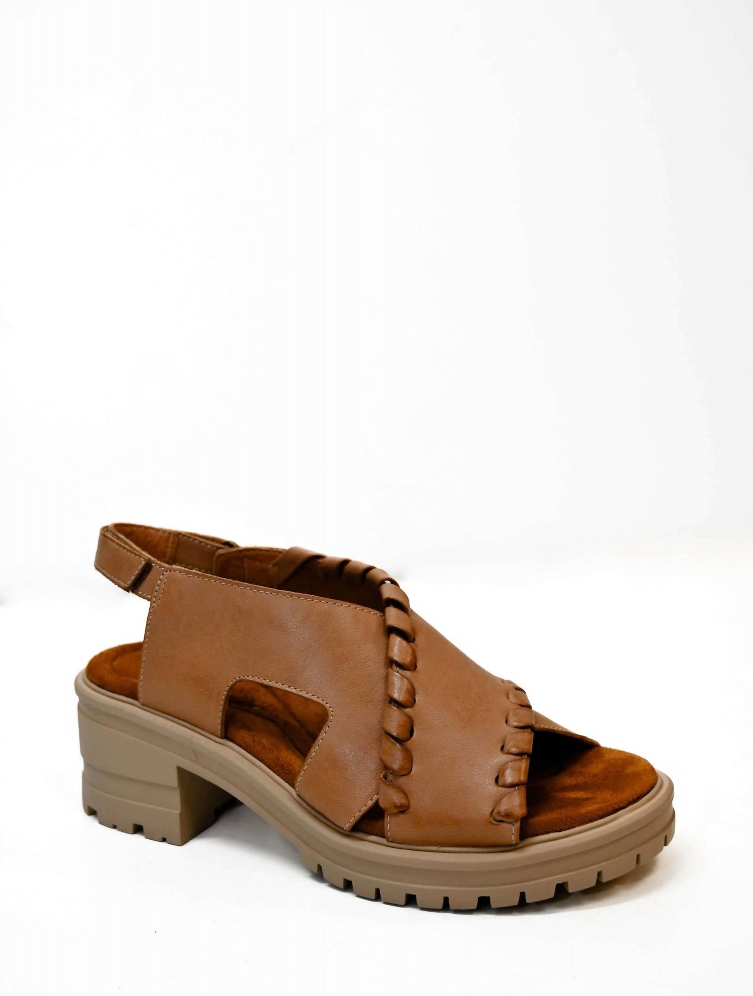 Salvia Women's Hef Heeled Sandal in sand bosnia - women's sandal - detail view