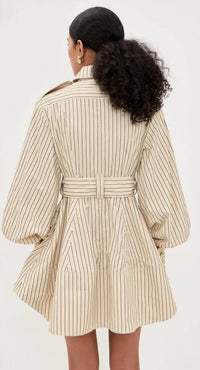 Zimmermann Utility Mini Dress in almond stripe - women's dress - detail view