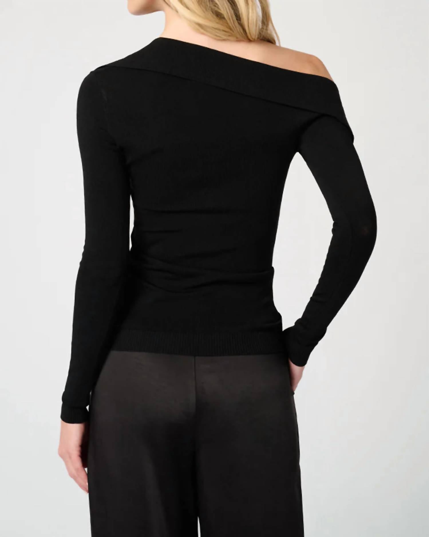 We Wore What - Off The Shoulder Collared Shirt