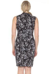 Joseph Ribkoff - Leaf Print Sleeveless A-line Dress