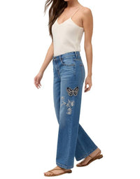 Johnny Was Straight Wide Leg Jean in medium wash - women's jeans - detail view